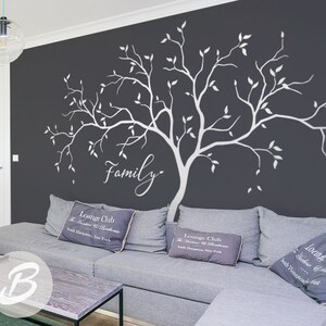 Family Tree Wall Decals Large White Tree Decal Nursery Tree Wall Decals, Tree mural, Vinyl Wall Decal AM039