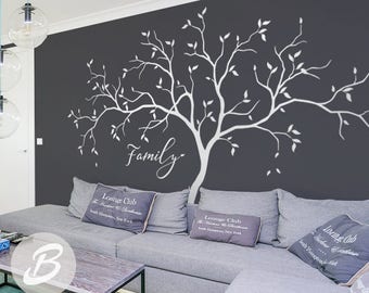 Family Tree Wall Decals Large White Tree Decal Nursery Tree Wall Decals, Tree mural, Vinyl Wall Decal AM039