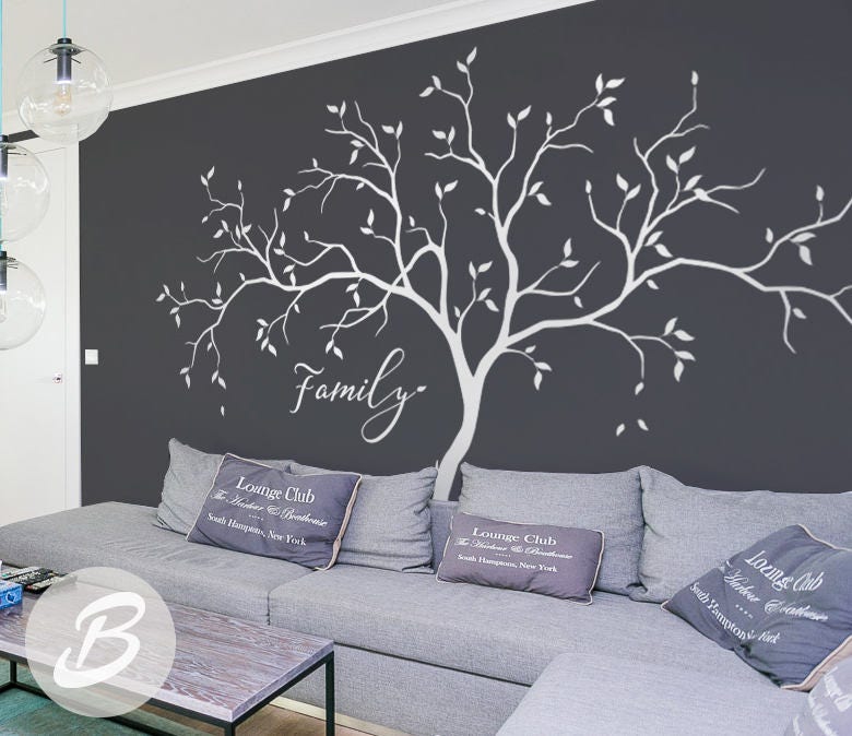 Family Tree Wall Decals Large White Tree Decal Nursery Tree Etsy