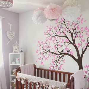Large Tree and Birds Wall Decal for Nursery Vinyl Sticker Decor Kids ...
