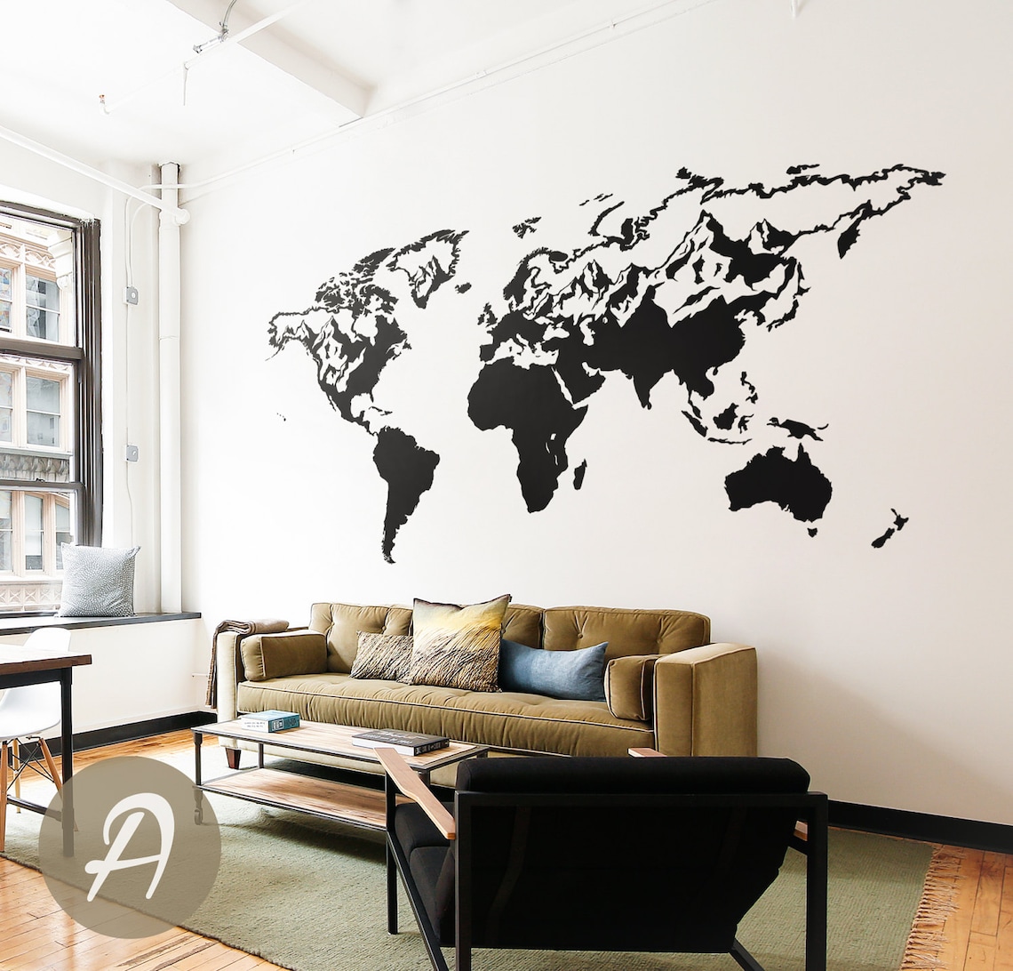 Map of the World Decal Wall Map Decal World Map Sticker World | Etsy