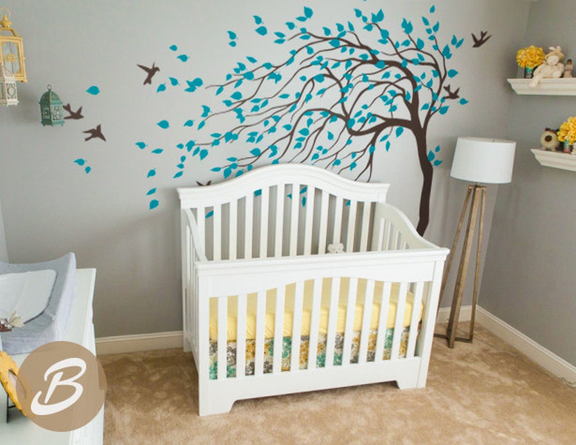 White Tree Wall Decal Nursery Tree Mural Sticker Tree Wall Etsy