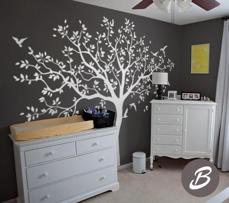 Large Tree Wall Decals Trees Decal Nursery Tree Wall Decals, Tree mural, Vinyl Wall Decal AM017 image 2