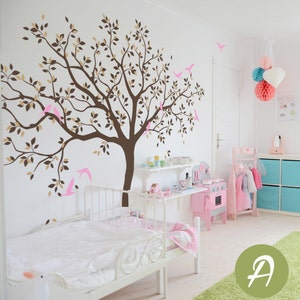 Large tree wall decal Tree decal for nursery Temporary wall decor for nursery Tree and birds wall decal, mural sticker for kids room -AM017