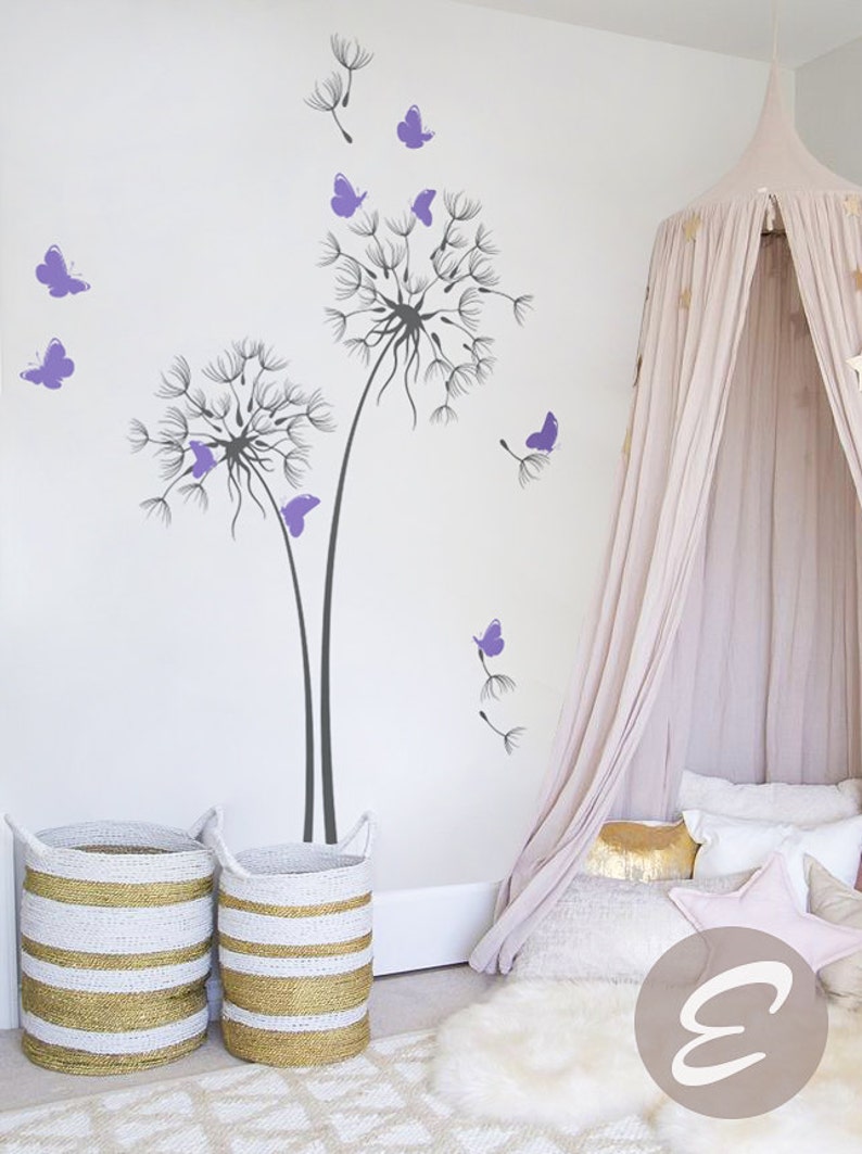 Dandelion Wall Decal Flower Kids Boy Girl Nursery Wall Mural Wall Decal ...