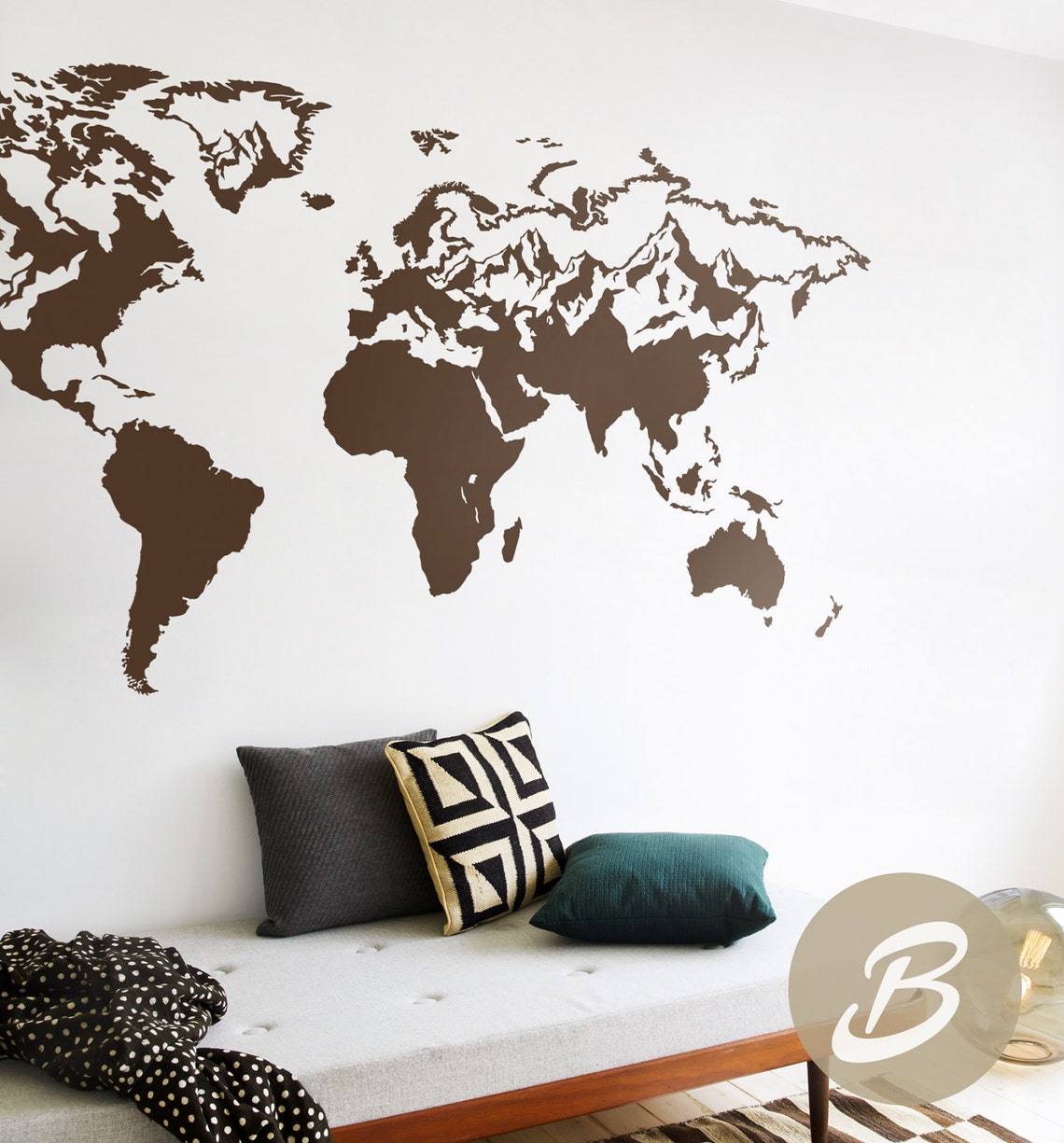 Map of the World Decal Wall Map Decal World Map Sticker World Etsy