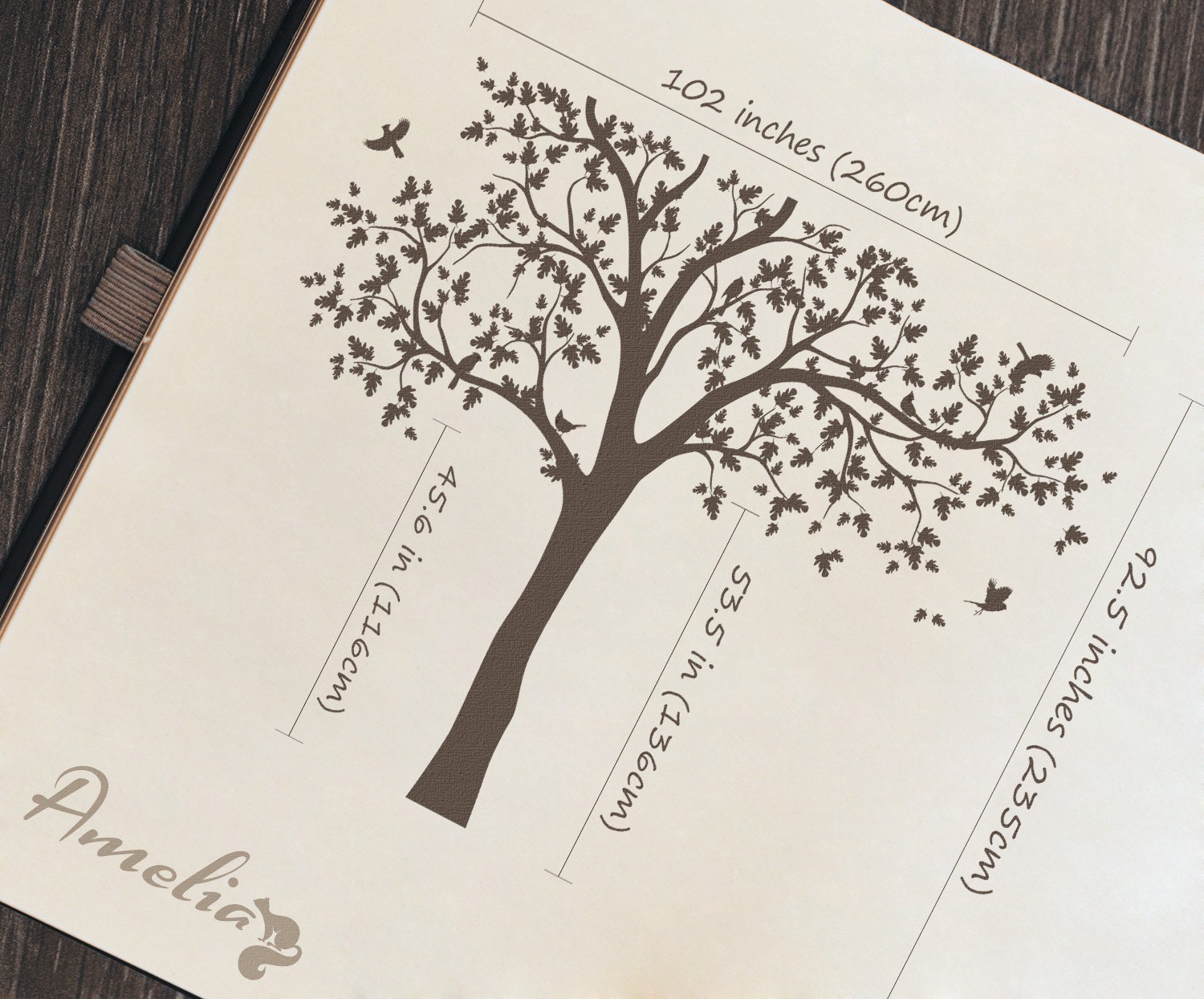 Oak Tree Decal White Tree Decal for Nursery Removable Wall Etsy