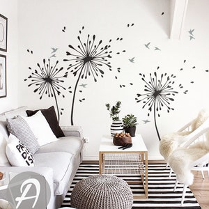 Dandelion Wall Decal With birds Large nursery wall decal Wall sticker Wall Decor Wall Art Removable tree decal Wall decor art  AM042