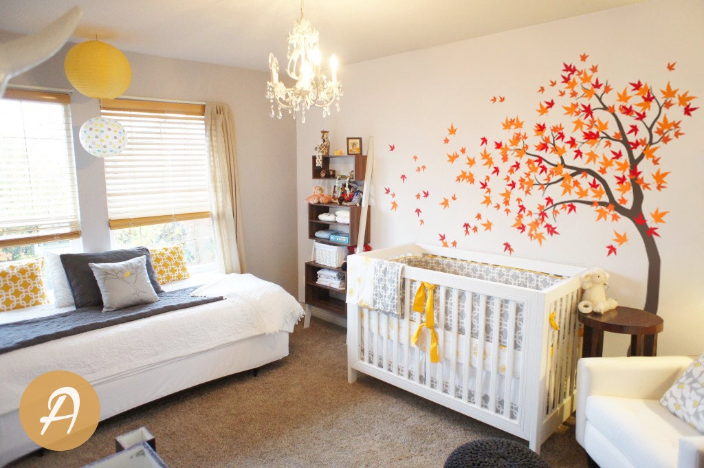 White Tree Decal Large Nursery Tree Decal With Birds Removable Etsy