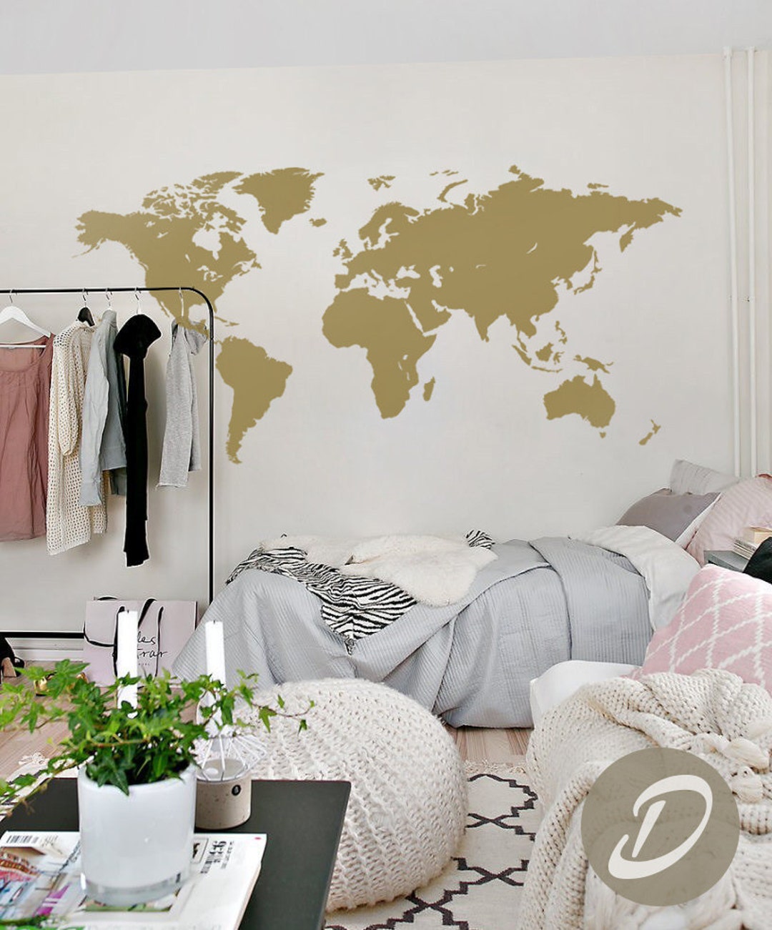 Map of the World Decal Wall Map Decal World Map Sticker World Map Wall