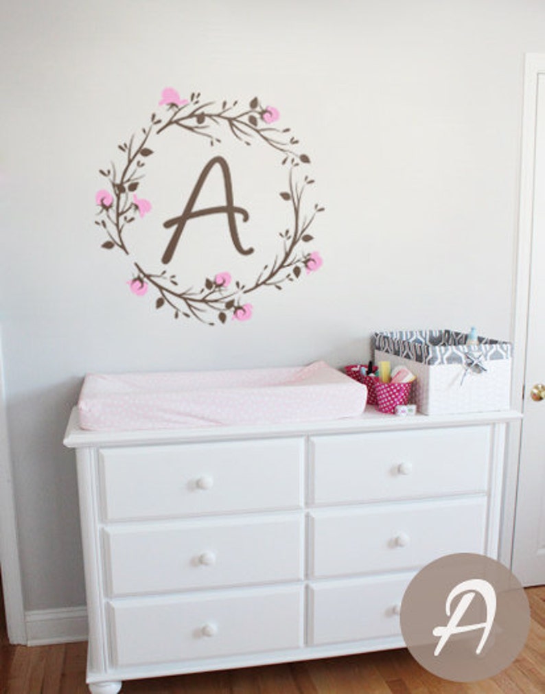 Name nursery wall decal Custom monogram wall decals Etsy