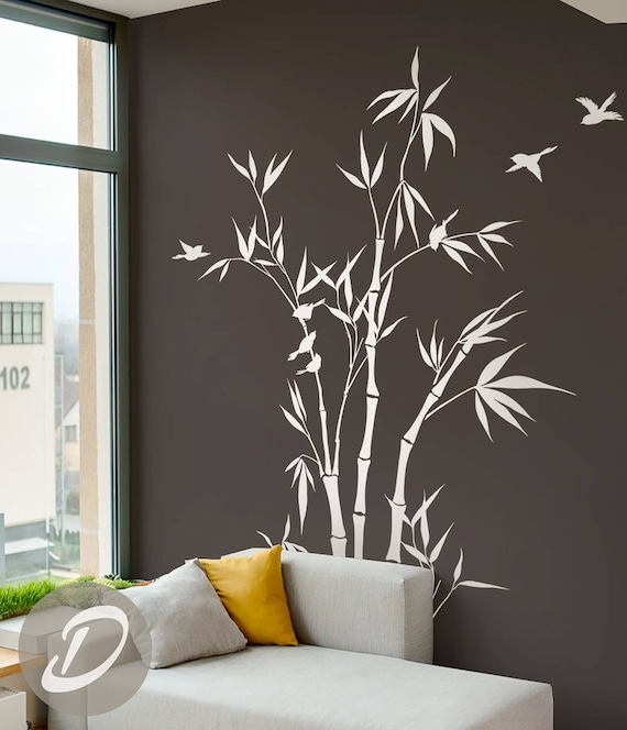 Farfalle su bambù adesivo in 6 dimensioni – Wall Sticker Wall Sticker, Bambù, 90_silbergrau, 80 x 42 cm