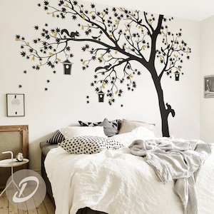 Large tree wall sticker / Tree birds wall sticker / Tree  wall art tattoo /  Large wall sticker for nursery Wall decal for nursery  -AM002