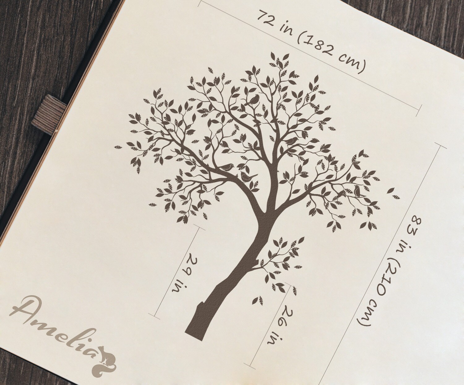 Large Tree and Birds Wall Decal for Nursery Vinyl Sticker Decor Kids ...