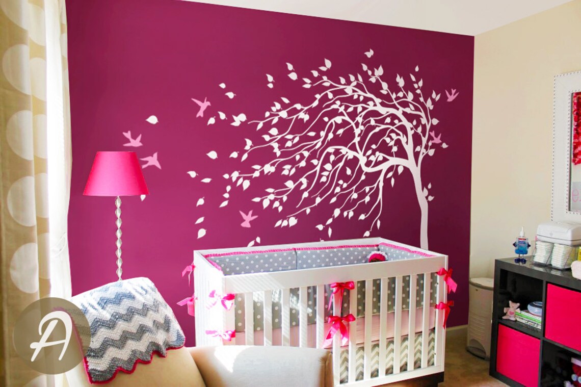 White Tree Wall Decal Nursery Tree Mural Sticker Tree Wall Etsy