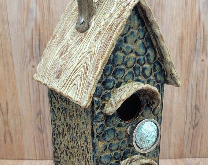 Handmade Pottery Birdhouse