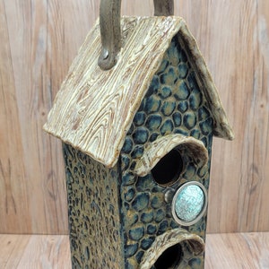 Handmade Pottery Birdhouse