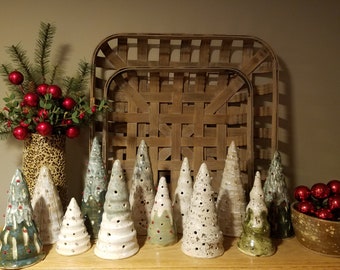 Lighted Christmas Trees, Holiday Trees, Winter Trees, Xmas Decor, Xmas Tree, Pottery Tree