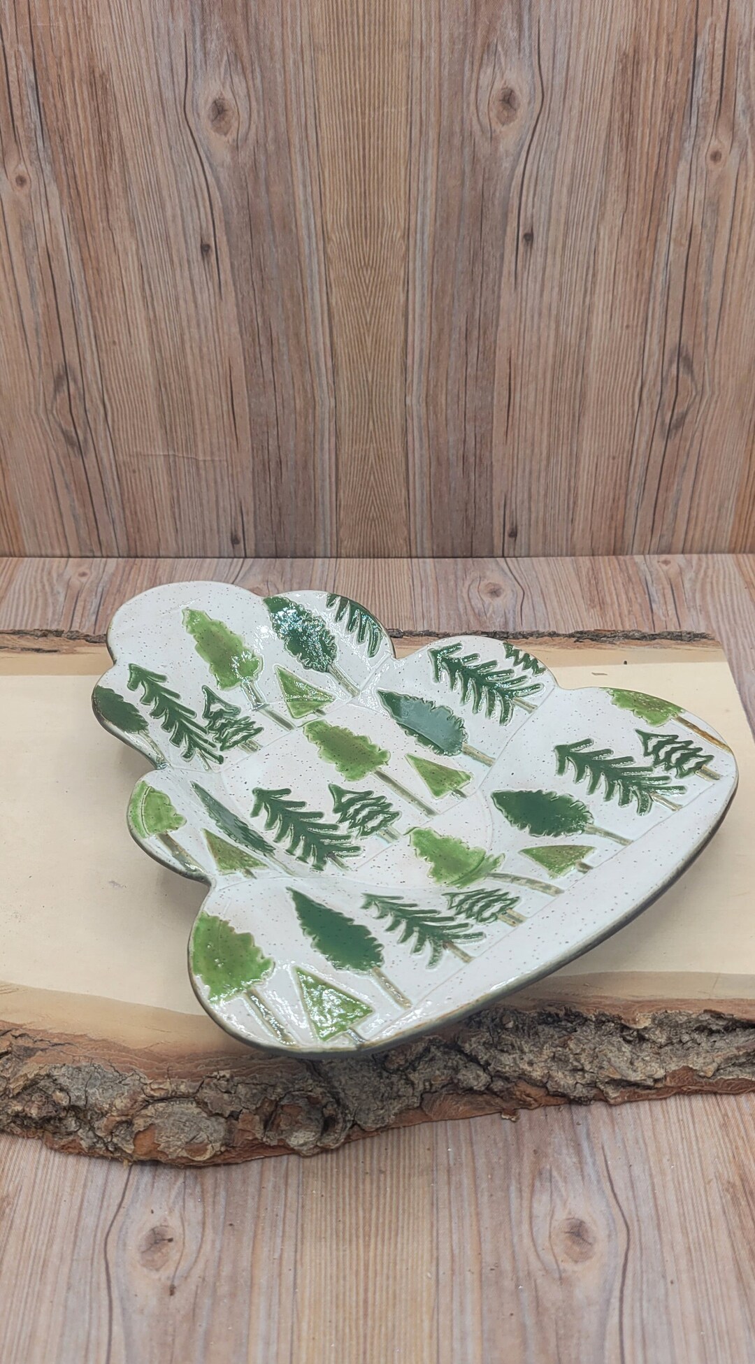 Handmade Pottery Stoneware Tree Plate Vintage Tree Shaped Etsy