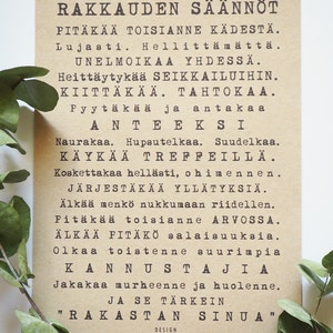 Tulosta itse Rakkauden säännöt printable wedding sign image 1