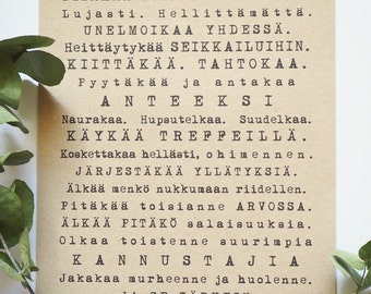 Tulosta itse Rakkauden säännöt printable wedding sign