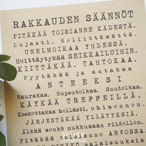 Tulosta itse Rakkauden säännöt printable wedding sign image 4