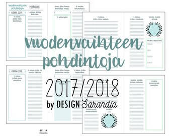 Vuodenvaihteen pohdintoja 2017/2018 (Uusi vuosi 2018) - Tulosta itse (suomeksi)