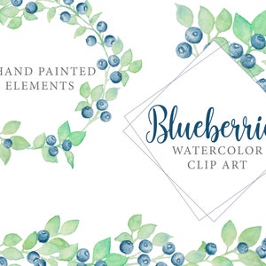 Blueberry frames clip art Watercolor frame clip art Blueberry watercolor image 1