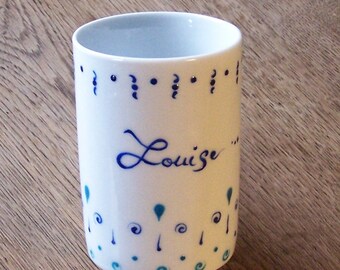 Cup Louise - handpainted - blue and turquoise