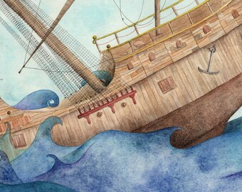 Shipwreck - Original illustrated plate of youth album