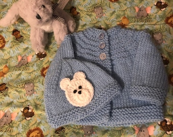 Hand Knit Baby Sweater Set