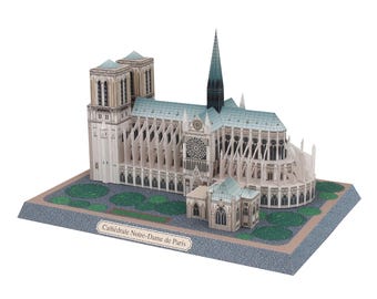 Notre Dame de Paris 3D Paper Cathedral Model Kit - Printable PDF Papercraft - DIY Gothic Architecture