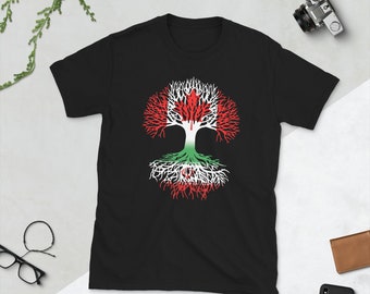 Canadian Grown with Iranian Roots - Canada Iran Flag Tree Short-Sleeve Unisex T-Shirt