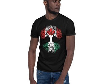 Canadian Grown with Nigerian Roots - Canada Nigeria Flag Tree Short-Sleeve Unisex T-Shirt