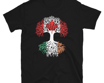 Canadian Grown with Irish Roots - Canada Ireland Flag Tree Short-Sleeve Unisex T-Shirt