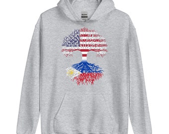 American Grown with Filipino Roots - US Philippines Flag Tree Unisex Hoodie