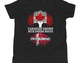 Canadian Grown with Danish Roots - Canada Denmark Tree - Youth Short Sleeve T-Shirt