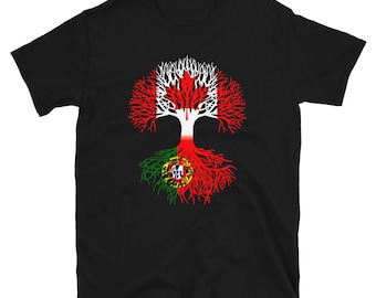 Canadian Grown with Portuguese Roots - Canada Portugal Flag Tree - Short-Sleeve Unisex T-Shirt