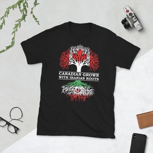 Kanadier gewachsen mit iranischen Wurzeln Text - Kanada Iran Flagge Baum Kurzärmeliges Unisex-T-Shirt