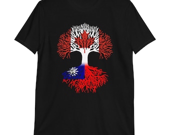 Canadian Grown with Taiwanese Roots - Canada Taiwan Flag Tree No Text - Short-Sleeve Unisex T-Shirt