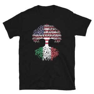 American Grown with Italian Roots - USA Italy Flag Tree Short-Sleeve Unisex T-Shirt