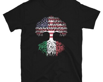 American Grown with Italian Roots - USA Italy Flag Tree Short-Sleeve Unisex T-Shirt