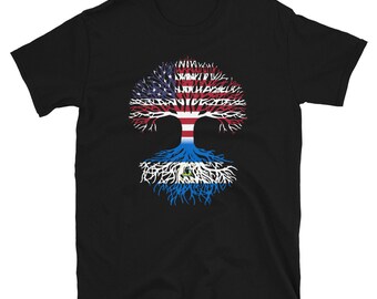 American Grown with Nicaraguan Roots - USA Nicaragua Flag Tree - Short-Sleeve Unisex T-Shirt