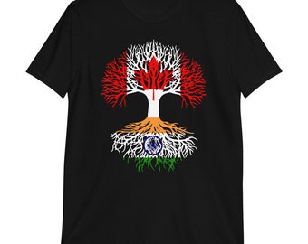 Canadian Grown with Indian Roots Canada India Flag Tree Short-Sleeve Unisex T-Shirt