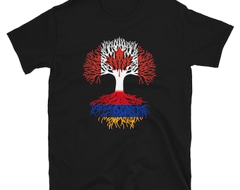 Canadian Grown with Armenian Roots - Canada Armenia Flag Tree - No Text - Short-Sleeve Unisex T-Shirt