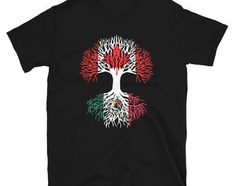 Canadian Grown with Mexican Roots - Canada Mexico Flag Tree Short-Sleeve Unisex T-Shirt