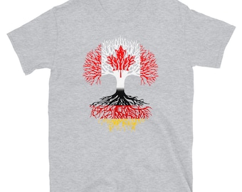 Canadian Grown with German Roots - Canada Germany Flag Tree Short-Sleeve Unisex T-Shirt