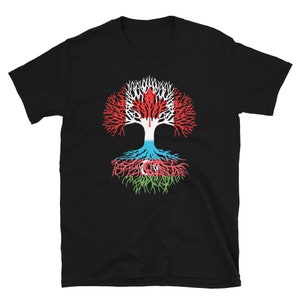 Canadian Grown with Azerbaijani Roots - Canada Azerbaijan Flag Tree - Short-Sleeve Unisex T-Shirt
