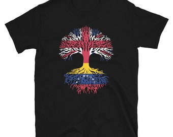 British Grown with Venezuelan Roots - British England UK Venezuela Flag Tree Short-Sleeve Unisex T-Shirt