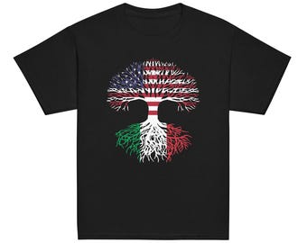American Grown with Italian Roots - USA Italy Flag Tree Short-Sleeve Youth Unisex T-Shirt